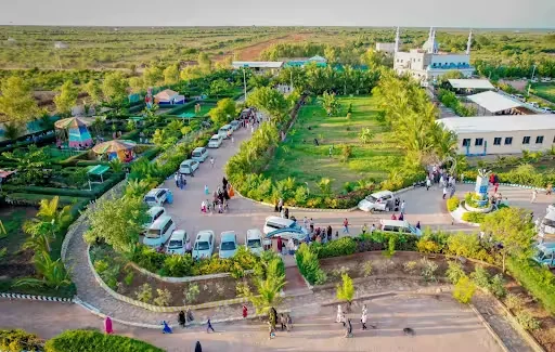 Baidoa City Park at sunset seen from above
