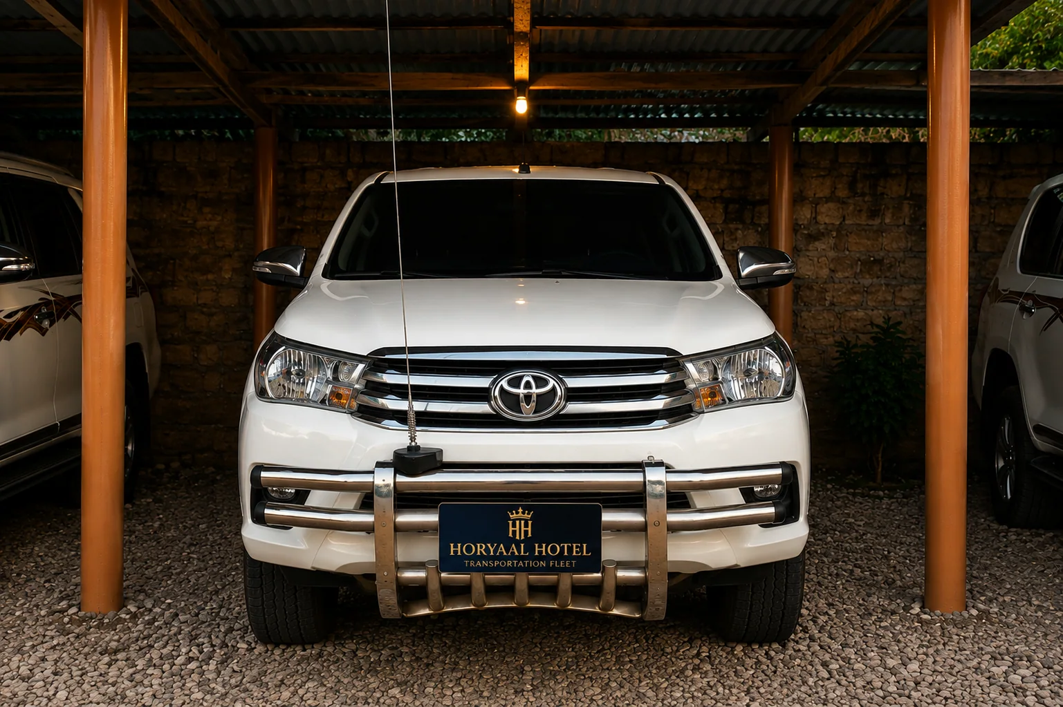Horyaal Hotel branded executive vehicle ready for guest transfers